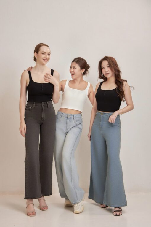 Sculpted Square Front Button Bra Top