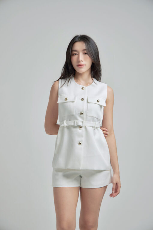 Ivory Stillness Vest+Short Set