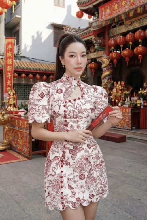 Scarlet Prosperity Qipao