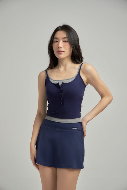 LayerEase Button Bra Top - Navy Blue/ Grey, M (Pre-Order)