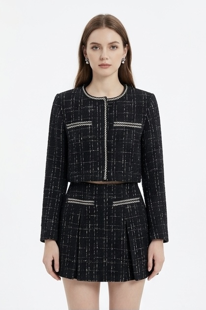 Noir Tweed Lady Set 3 PCs (Blazer+Inner+Skort)