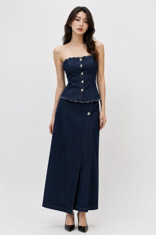 The Belle Époque Denim Top+Skirt Set (2 PCs)