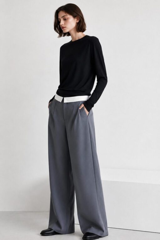 Monroe Contrast Low Waist Wide Leg Pants