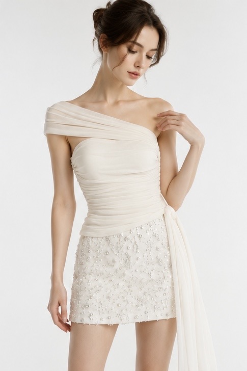 Pearl Veil Top+Skort Set (2 PCs)