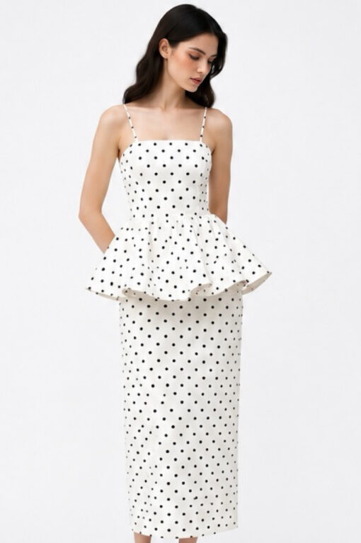 Monroe Polka Peplum Top+Skirt Set (2 PCs)