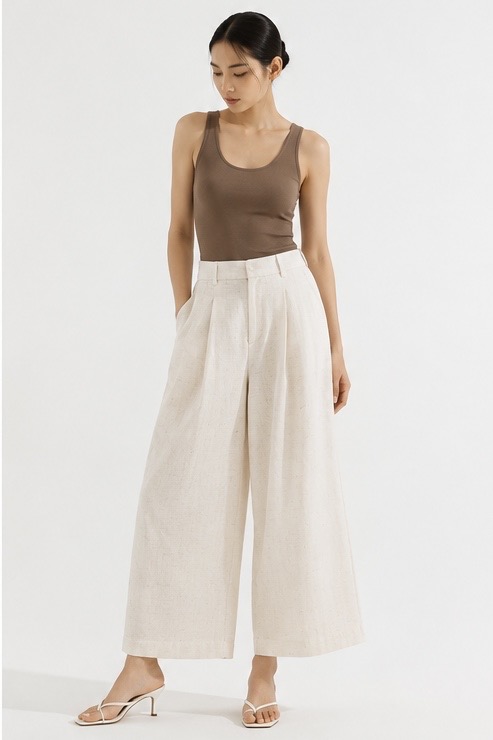 Lumière Linen Wide-Leg Pants (Free Belt) - M (Pre-Order)