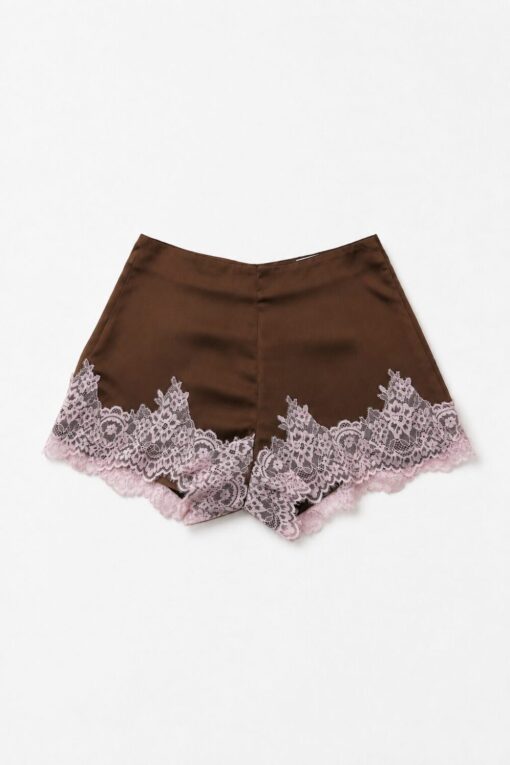 NOIRELLE Lace Shorts - Brown / Lace Pink, S (Pre-Order)