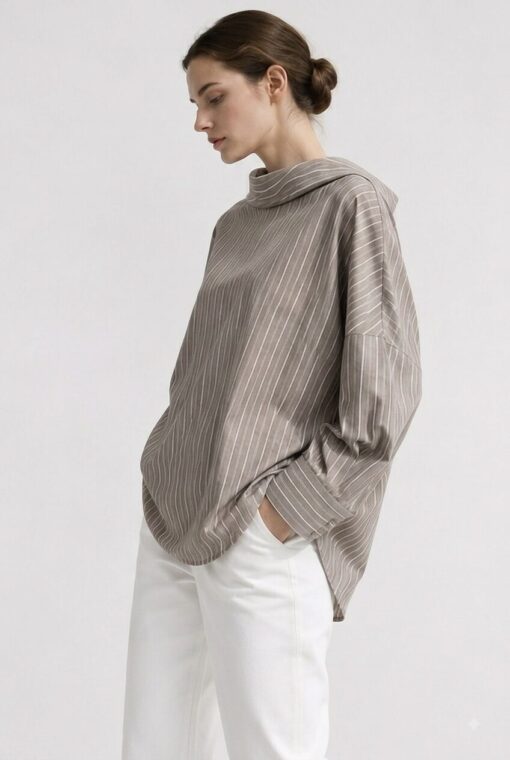 THEA Pinstripe Drape Top – view 5