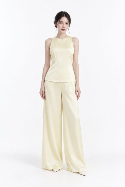 VESPERA Satin Top+Pant Set (2 PCs)