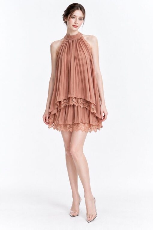 Roselle Pleated Top+Skirt Set (2 PCs)