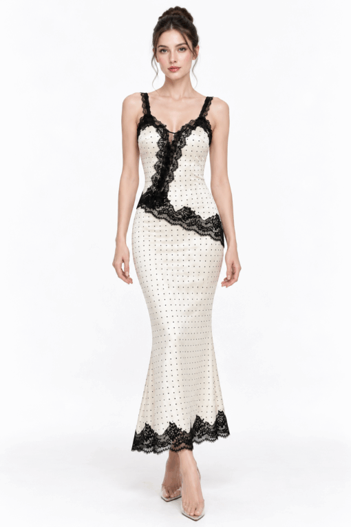 Odette Lace & Polka Dot Top+Skirt Set ( 2 pcs)